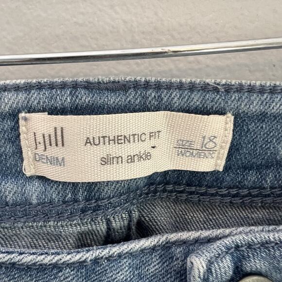 J Jill Womens Floral Denim Slim Straight Jeans Plus Sz 18 Blue Feminine Timeless - Picture 6 of 15